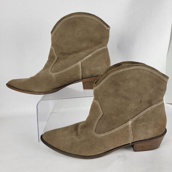 Mossimo Womens 10 Western Cowgirl‎ Bootie Leather Ankle Boots Casual Neutral - Picture 2 of 12